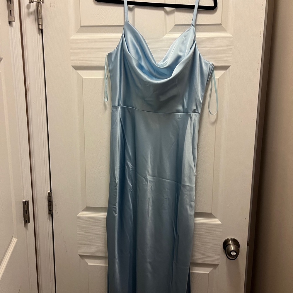 Revelry Light Blue Satin Gown
